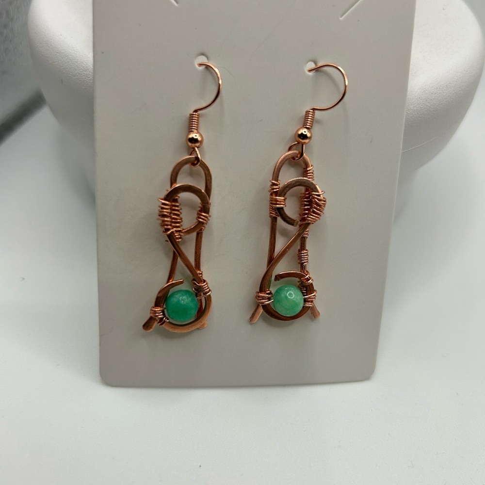 Elegant Copper and Aventurine beads Earrings